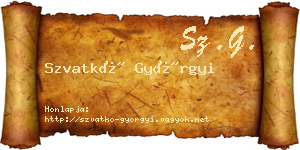 Szvatkó Györgyi névjegykártya