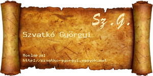Szvatkó Györgyi névjegykártya